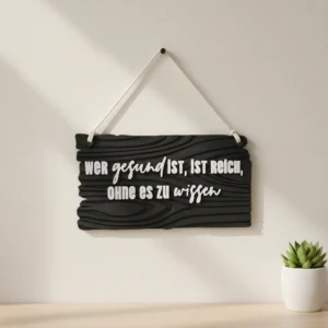 Placă Decorativă de Perete cu Mesaj Inspirațional, Design Rustic - Negru compozit mat, imprimare 3D Vibecraft