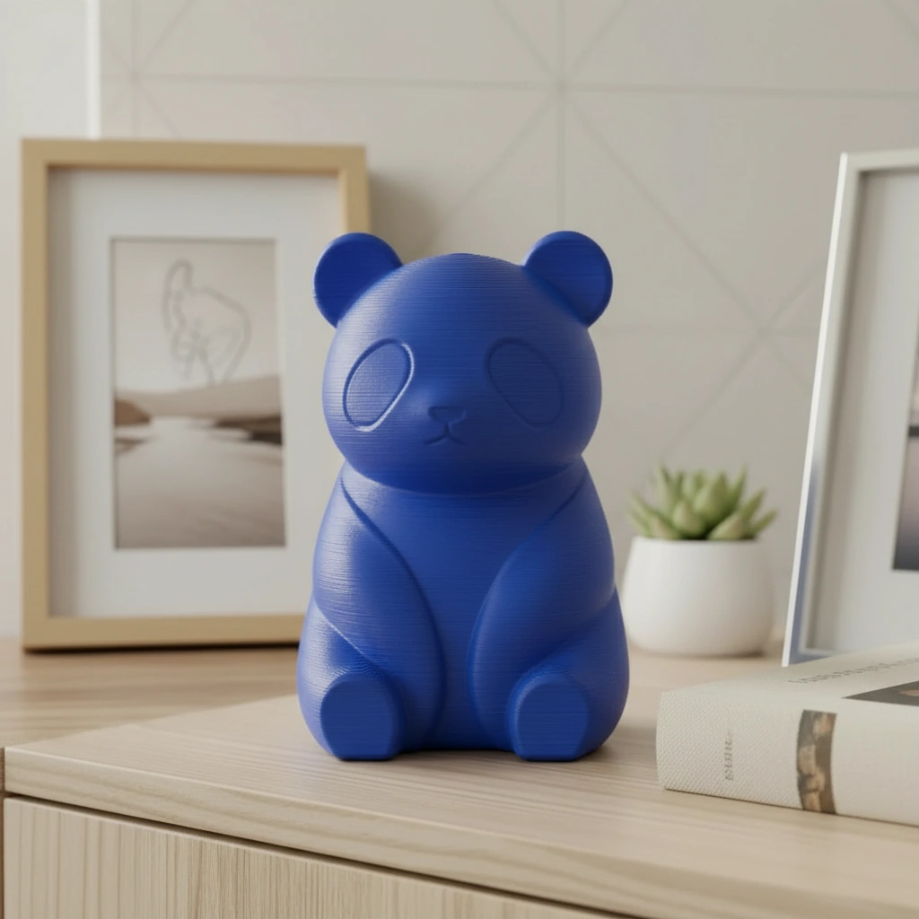 Micro-Figurină Decorativă Panda Imprimată 3D, Stil Japandi - culoare Albastru, imprimare 3D Vibecraft