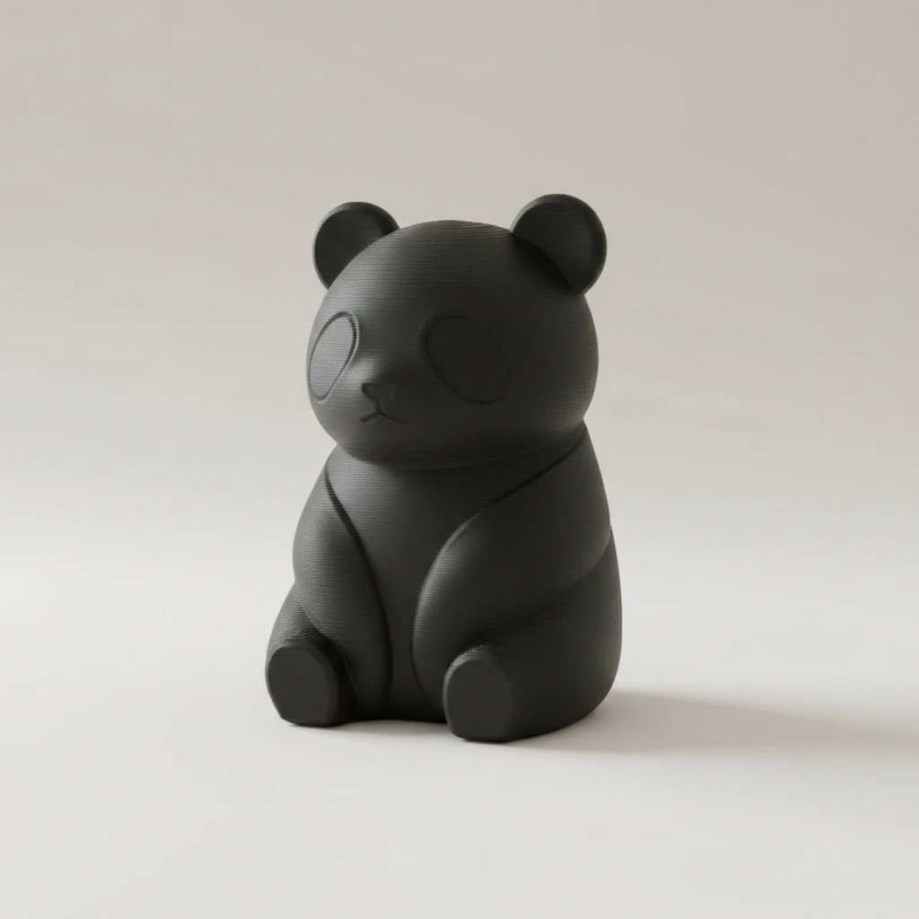 Micro-Figurină Decorativă Panda Imprimată 3D, Stil Japandi - Negru compozit mat, imprimare 3D Vibecraft