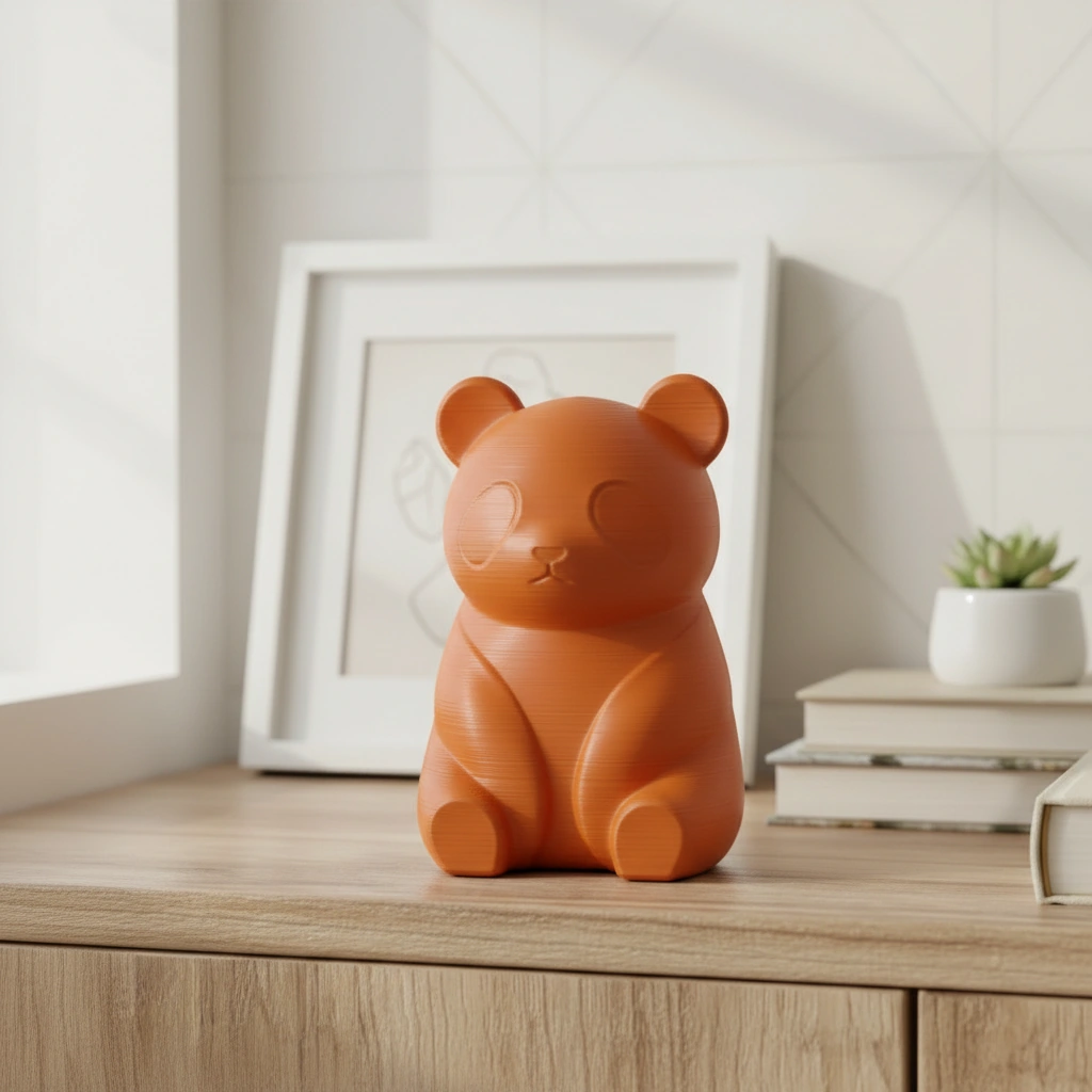 Micro-Figurină Decorativă Panda Imprimată 3D, Stil Japandi - Orange compozit mat, imprimare 3D Vibecraft