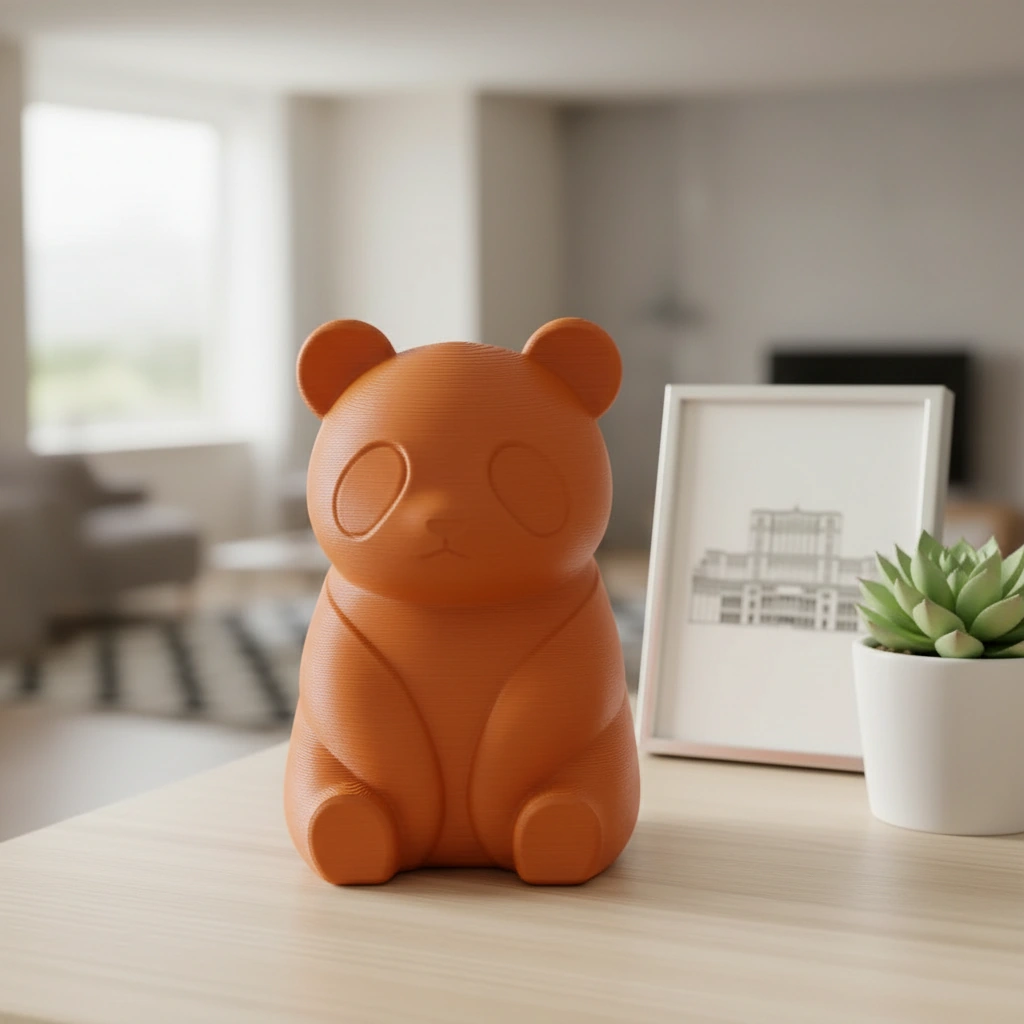 Micro-Figurină Decorativă Panda Imprimată 3D, Stil Japandi - culoare Portocaliu, imprimare 3D Vibecraft