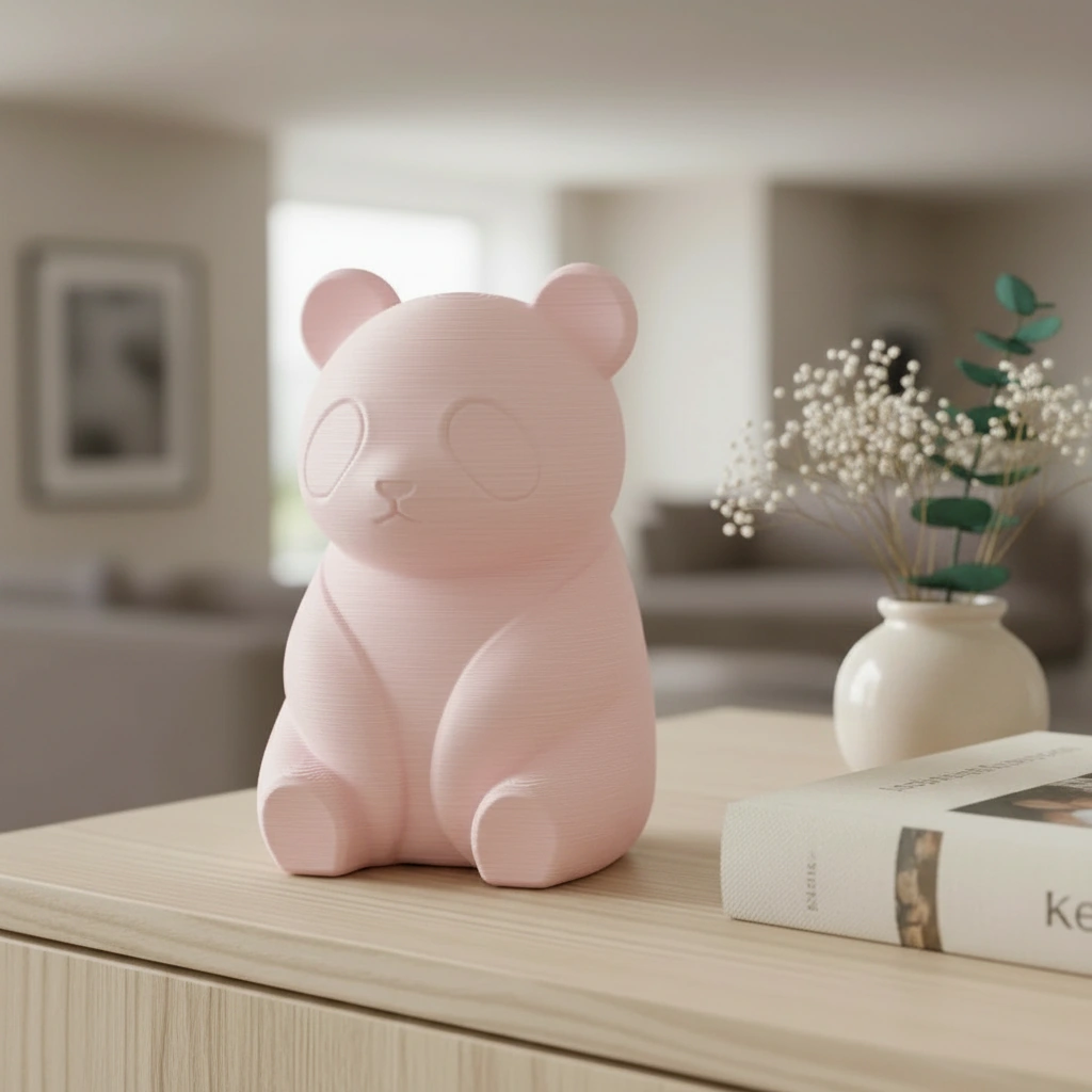 Micro-Figurină Decorativă Panda Imprimată 3D, Stil Japandi - culoare Roz, imprimare 3D Vibecraft