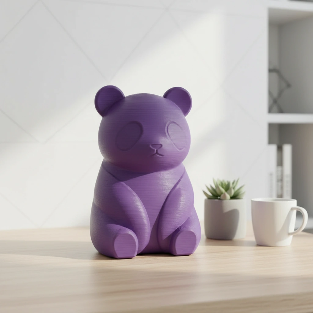 Micro-Figurină Decorativă Panda Imprimată 3D, Stil Japandi - culoare Mov, imprimare 3D Vibecraft