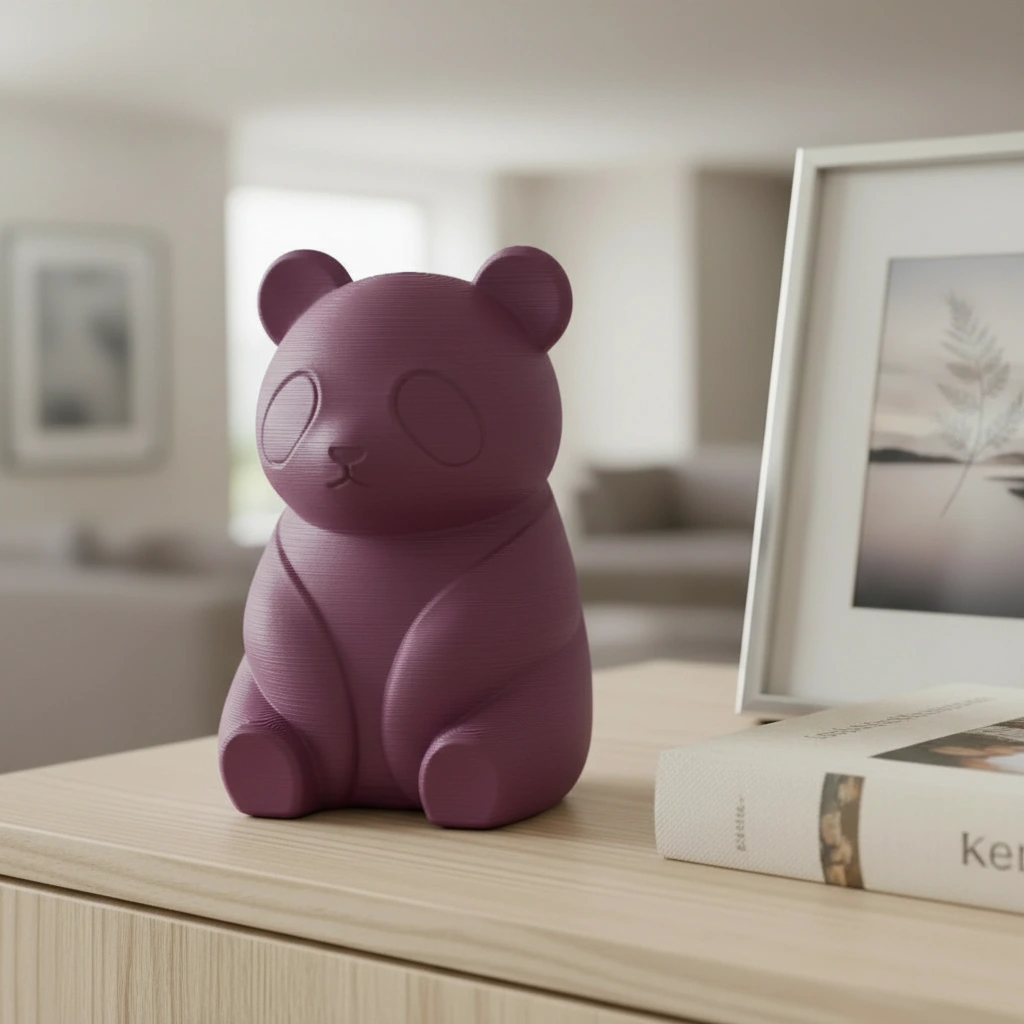Micro-Figurină Decorativă Panda Imprimată 3D, Stil Japandi - culoare Roșu, imprimare 3D Vibecraft