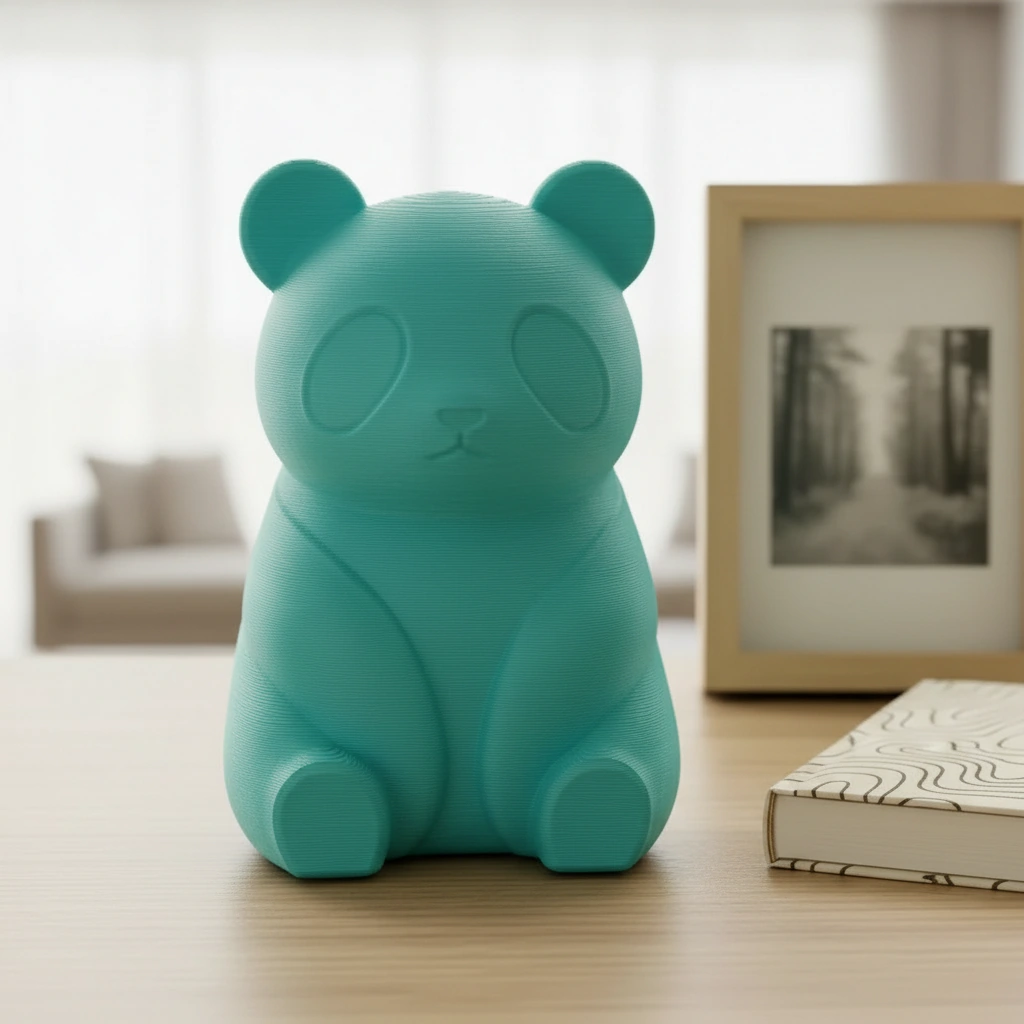 Micro-Figurină Decorativă Panda Imprimată 3D, Stil Japandi - culoare Albastru verzui, imprimare 3D Vibecraft