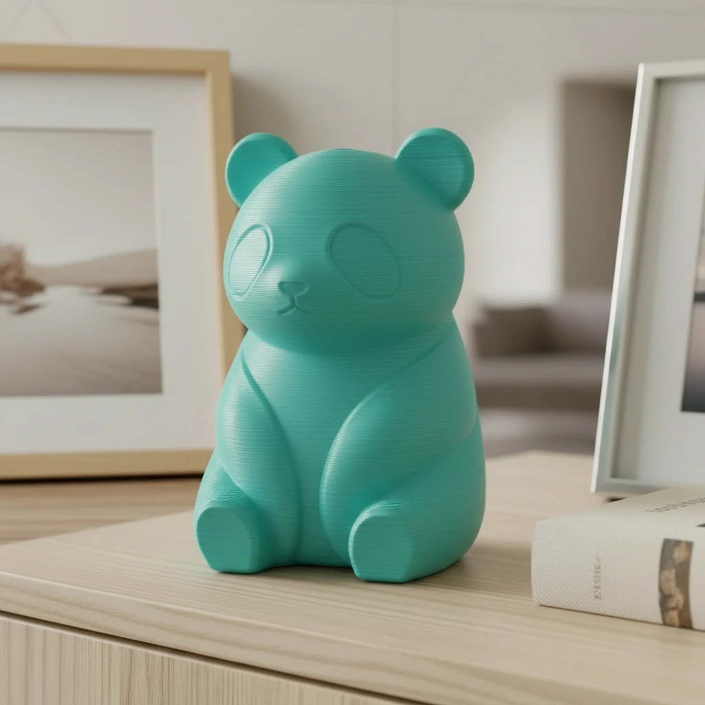 Micro-Figurină Decorativă Panda Imprimată 3D, Stil Japandi - culoare Albastru verzui, imprimare 3D Vibecraft