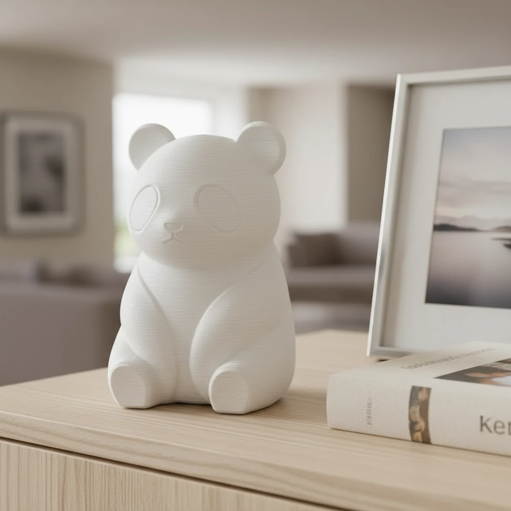 Micro-Figurină Decorativă Panda Imprimată 3D, Stil Japandi - culoare white scene, produs imprimat 3D Vibecraft