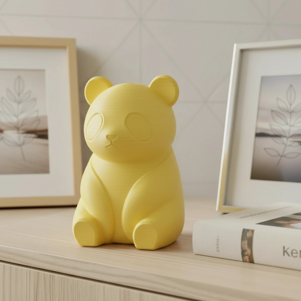 Micro-Figurină Decorativă Panda Imprimată 3D, Stil Japandi - culoare Galben, imprimare 3D Vibecraft
