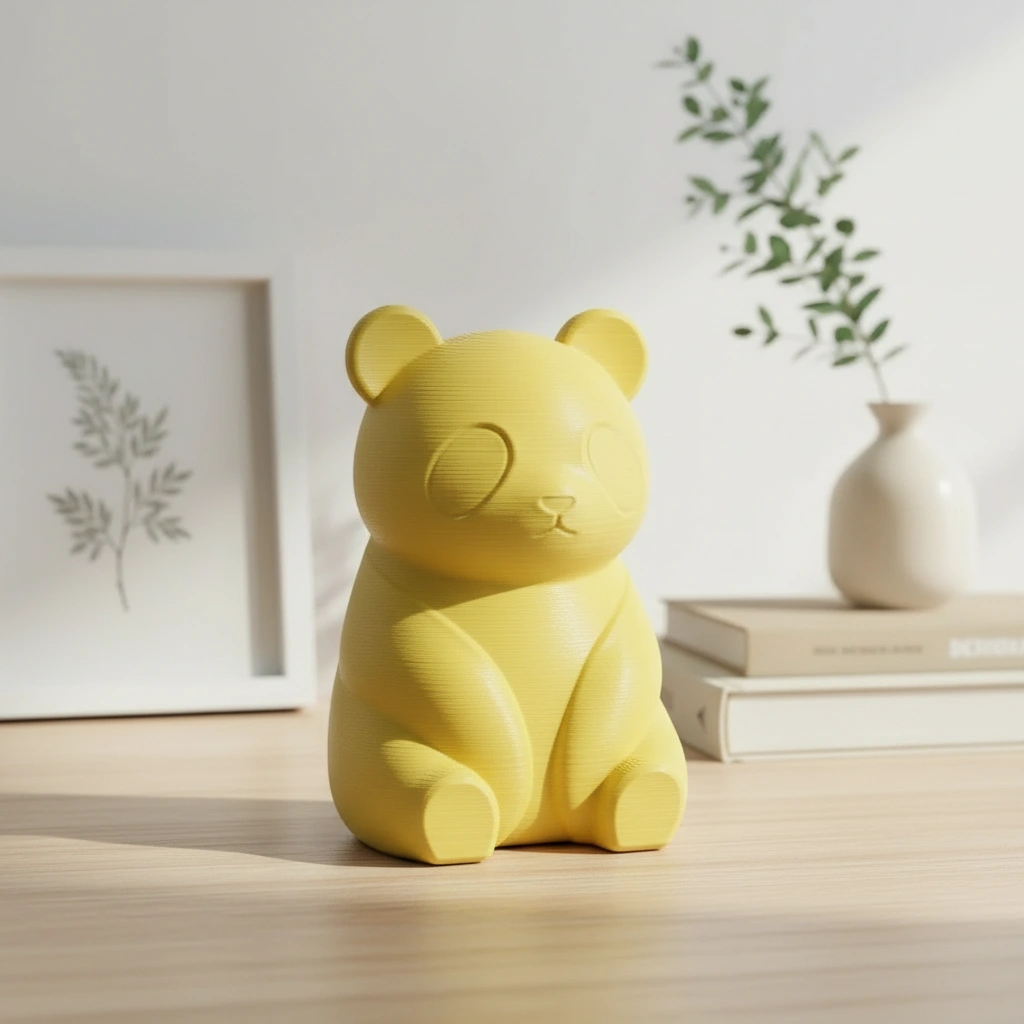 Micro-Figurină Decorativă Panda Imprimată 3D, Stil Japandi - culoare Galben, imprimare 3D Vibecraft