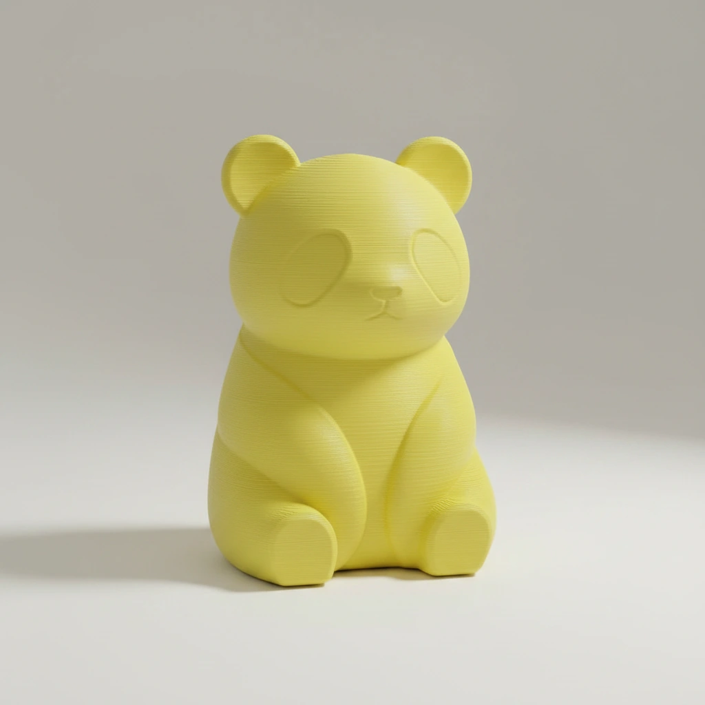 Micro-Figurină Decorativă Panda Imprimată 3D, Stil Japandi - culoare Galben, imprimare 3D Vibecraft