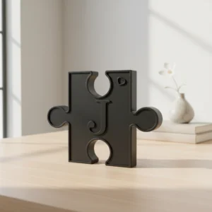 Decorațiune de Perete Tip Puzzle Cu Inițială Personalizabilă - Negru compozit mat, imprimare 3D Vibecraft