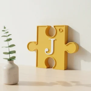 vc-mw-2924017-yellow-scene Decorațiune de Perete Tip Puzzle Cu Inițială Personalizabilă - culoare Galben, imprimare 3D Vibecraft