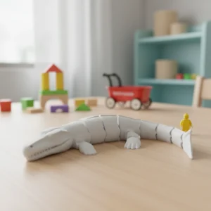 Figurină Articulată Dakosaurus Imprimată 3D - Jucărie Flexibilă Decorativă - culoare Alb, produs imprimat 3D Vibecraft