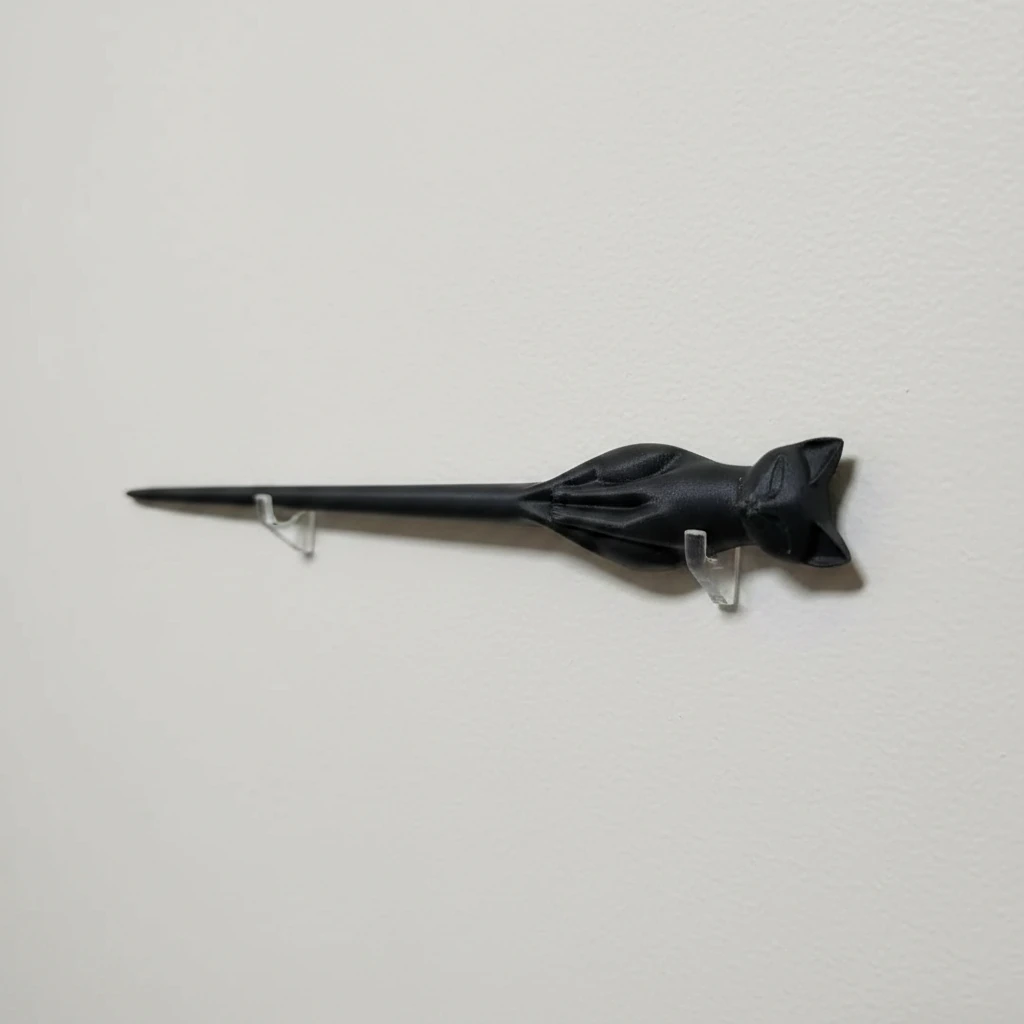 Ac de Păr Decorativ pentru Coc, Design Pisică, Imprimat 3D - culoare black studio, produs imprimat 3D Vibecraft