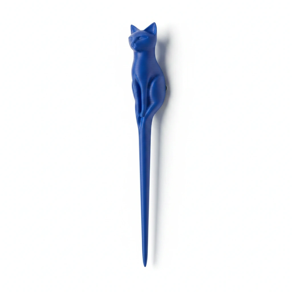 Ac de Păr Decorativ pentru Coc, Design Pisică, Imprimat 3D - culoare Albastru, imprimare 3D Vibecraft