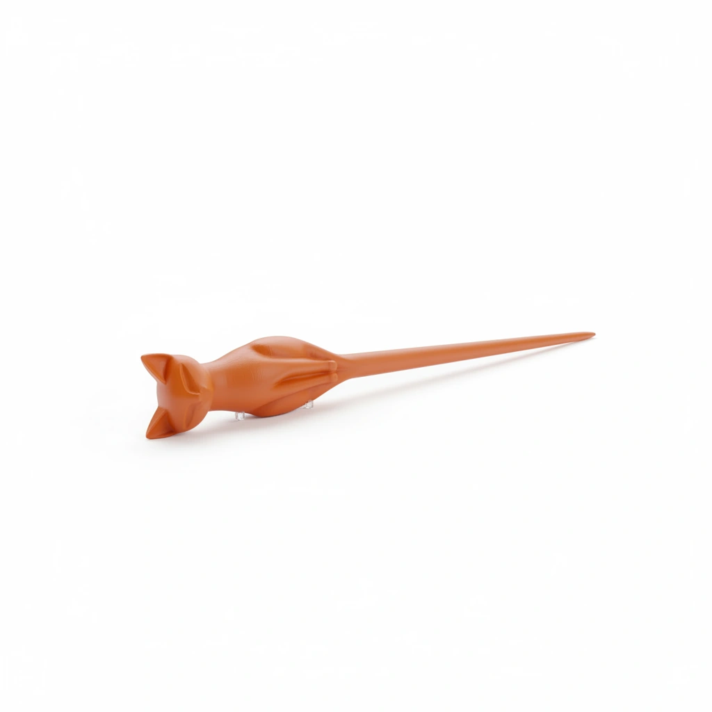 Ac de Păr Decorativ pentru Coc, Design Pisică, Imprimat 3D - Orange compozit mat, imprimare 3D Vibecraft