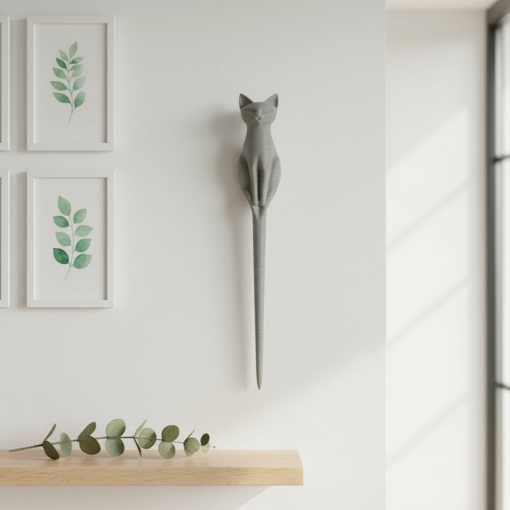 Ac de Păr Decorativ pentru Coc, Design Pisică, Imprimat 3D - culoare Gri, imprimare 3D Vibecraft