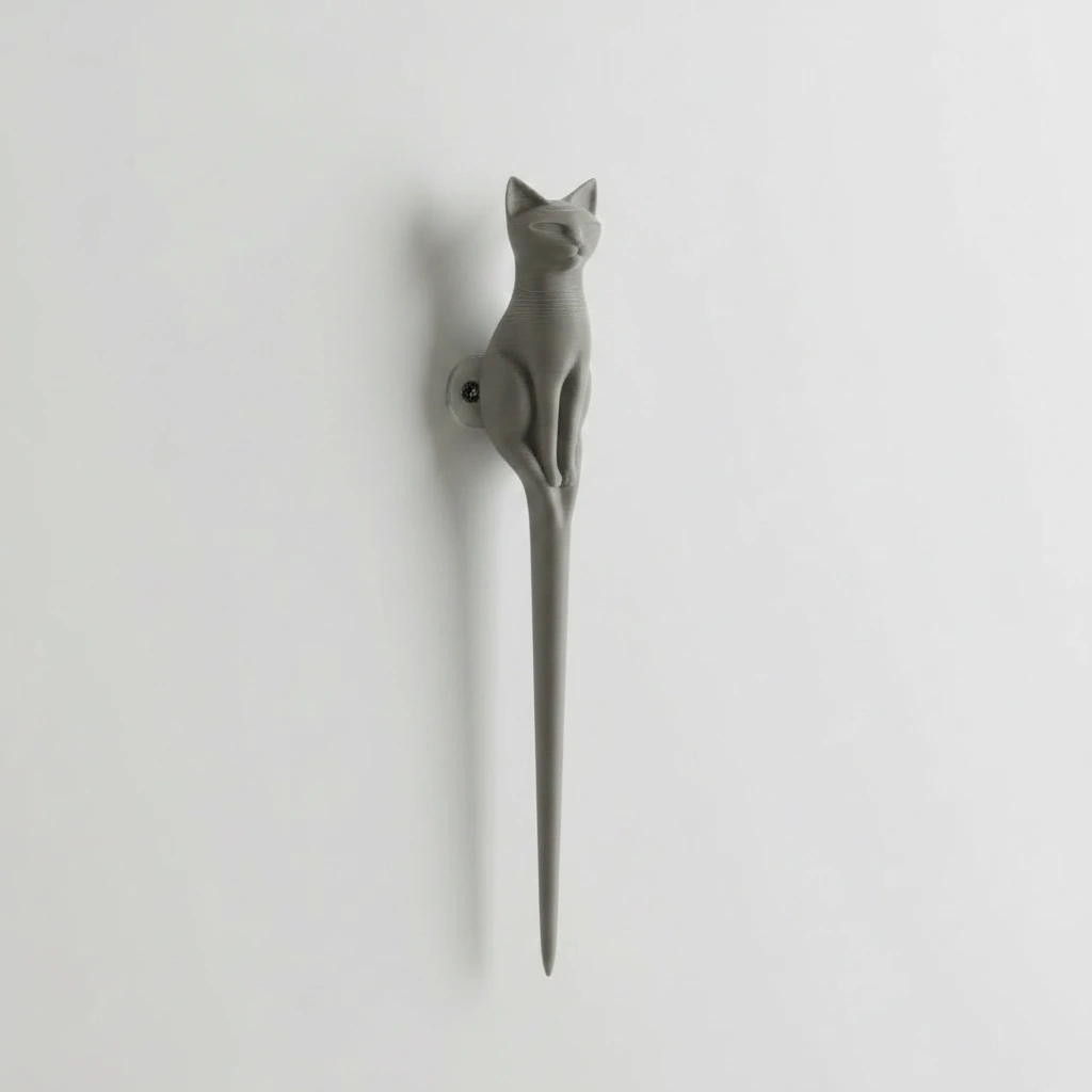 Ac de Păr Decorativ pentru Coc, Design Pisică, Imprimat 3D - culoare Gri, imprimare 3D Vibecraft