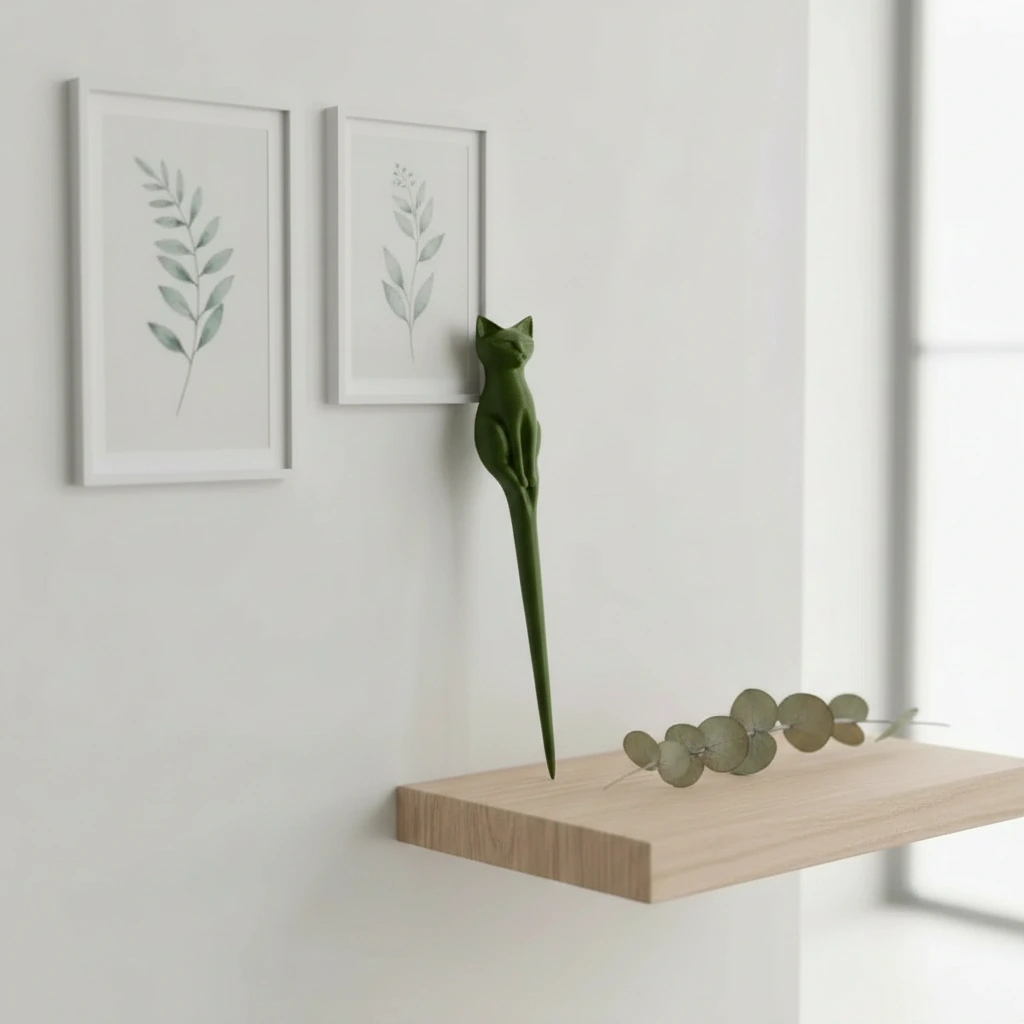 Ac de Păr Decorativ pentru Coc, Design Pisică, Imprimat 3D - culoare Verde, imprimare 3D Vibecraft