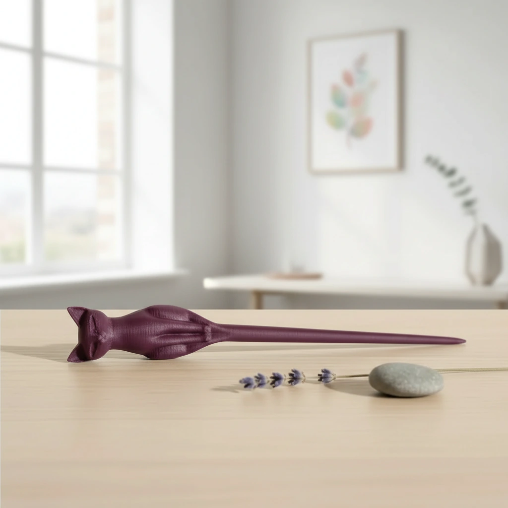 Ac de Păr Decorativ pentru Coc, Design Pisică, Imprimat 3D - culoare Roșu, imprimare 3D Vibecraft