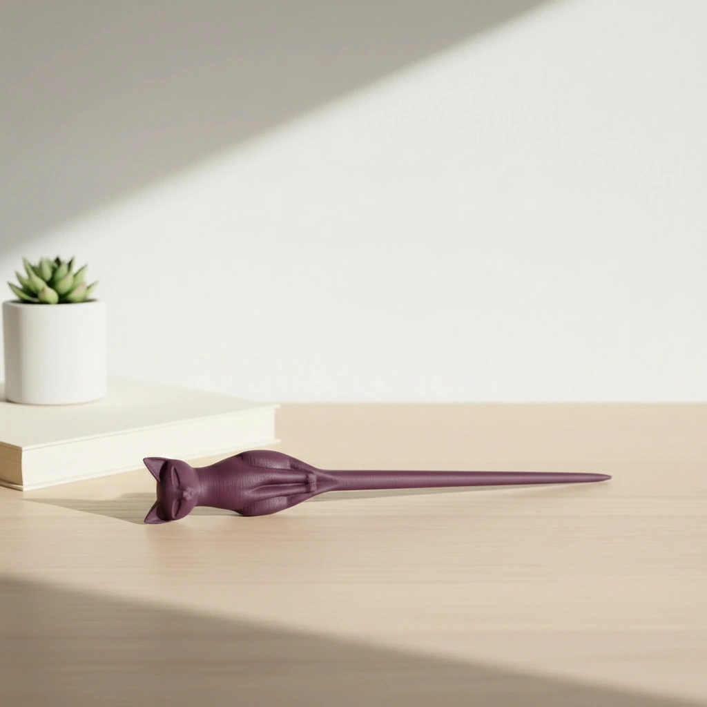 Ac de Păr Decorativ pentru Coc, Design Pisică, Imprimat 3D - culoare Roșu, imprimare 3D Vibecraft