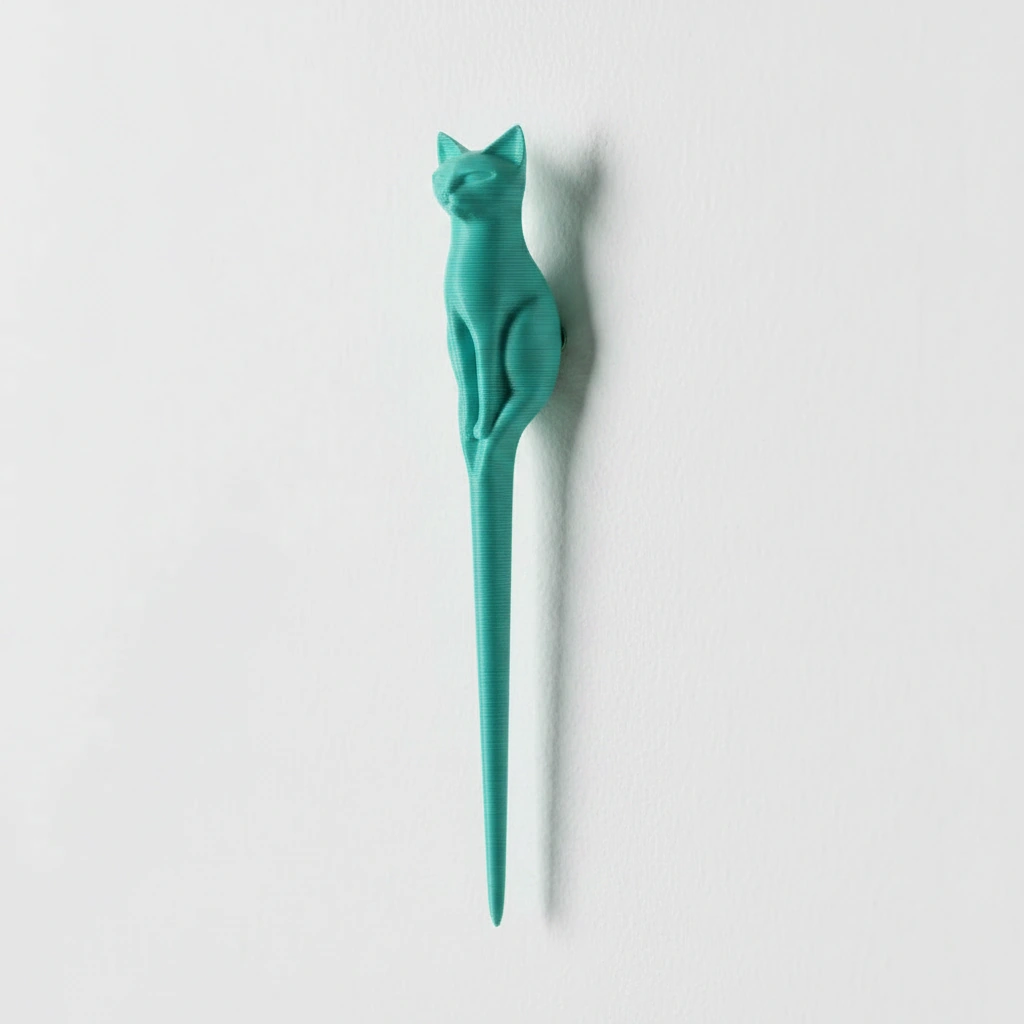 Ac de Păr Decorativ pentru Coc, Design Pisică, Imprimat 3D - culoare Albastru verzui, imprimare 3D Vibecraft