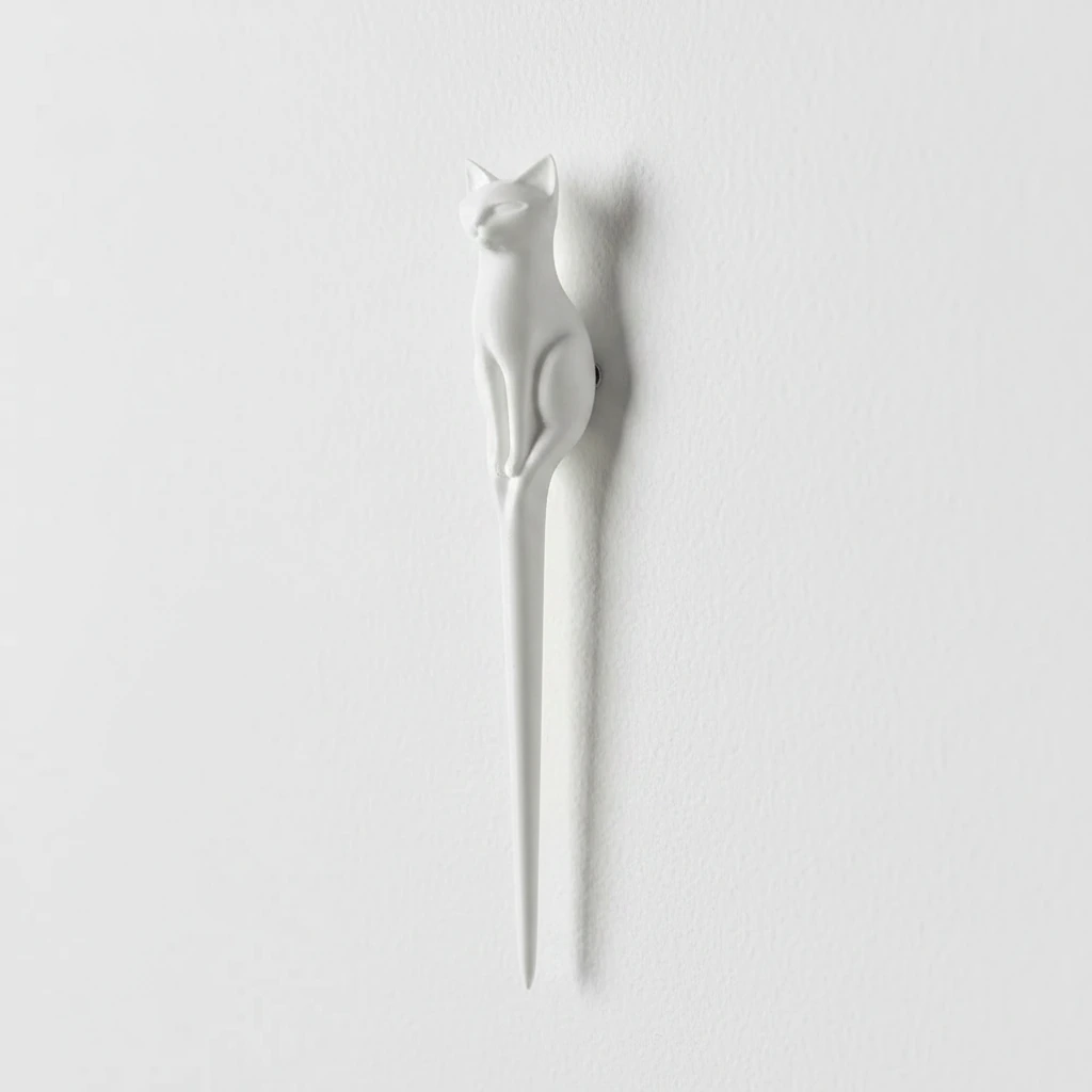 Ac de Păr Decorativ pentru Coc, Design Pisică, Imprimat 3D - culoare white studio, produs imprimat 3D Vibecraft