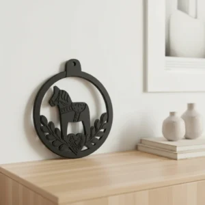 Decorațiune Perete Dala Horse Design Nordic Eleganță Scandinaviană - Negru compozit mat, imprimare 3D Vibecraft
