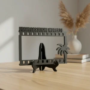 Ramă Foto Decorativă design Bandă Film și Palmier cu Text Tematic - Negru compozit mat, imprimare 3D Vibecraft