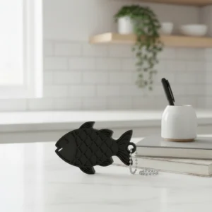 Ustensilă Deschidere Cuti Băuturi Design Pește 25mm - Negru compozit mat, imprimare 3D Vibecraft