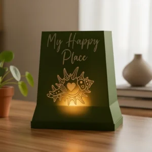 Mini Lampă de veghe LED decorativă cu mesaj My Happy Place și design marin - culoare Verde, imprimare 3D Vibecraft