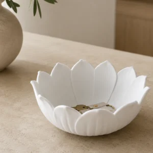 vc-mw-2963901-white-scene Bol Decorativ Floral pentru Obiecte Mici si Organizare, Design Petale - culoare Alb, produs imprimat 3D Vibecraft