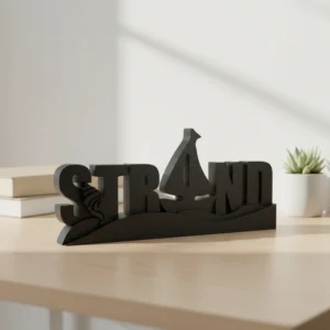 Obiect Decorativ Strand Tematic Marin pentru Raft sau Birou - Negru compozit mat, imprimare 3D Vibecraft