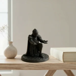 Figurină Decorativă Cavaler, Suport Periuță de Dinți, Ornament Birou - Negru compozit mat, imprimare 3D Vibecraft