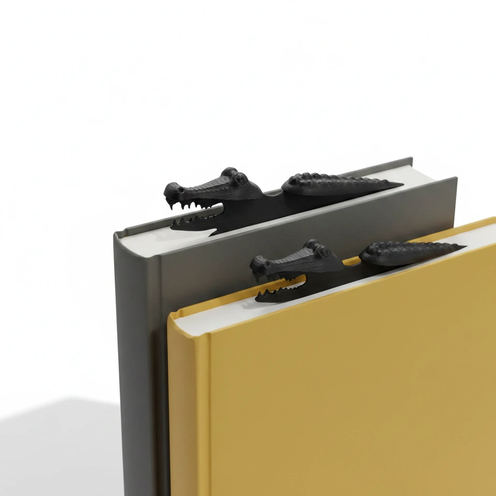 Semn de carte Imprimat 3D Crocodil pentru Lectură - culoare Negru, produs imprimat 3D Vibecraft