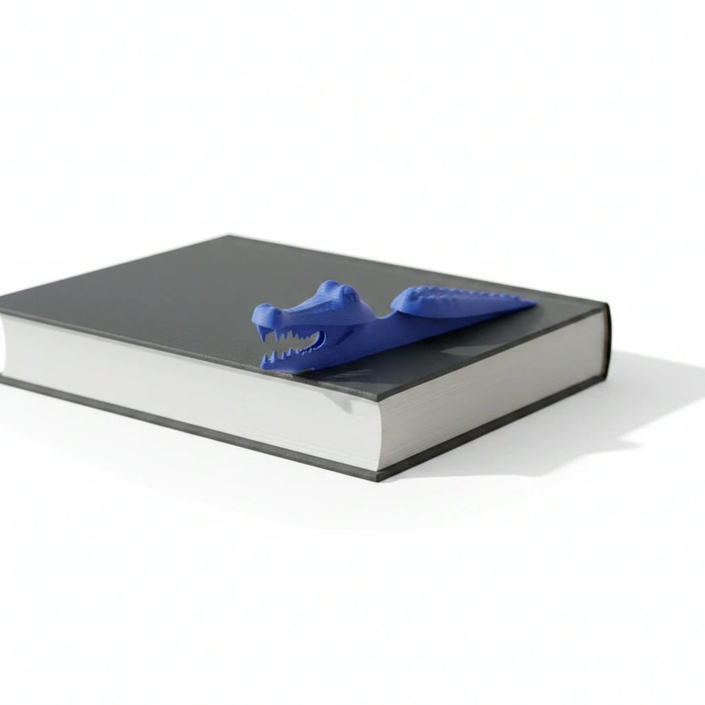 Semn de carte Imprimat 3D Crocodil pentru Lectură - culoare Albastru, imprimare 3D Vibecraft