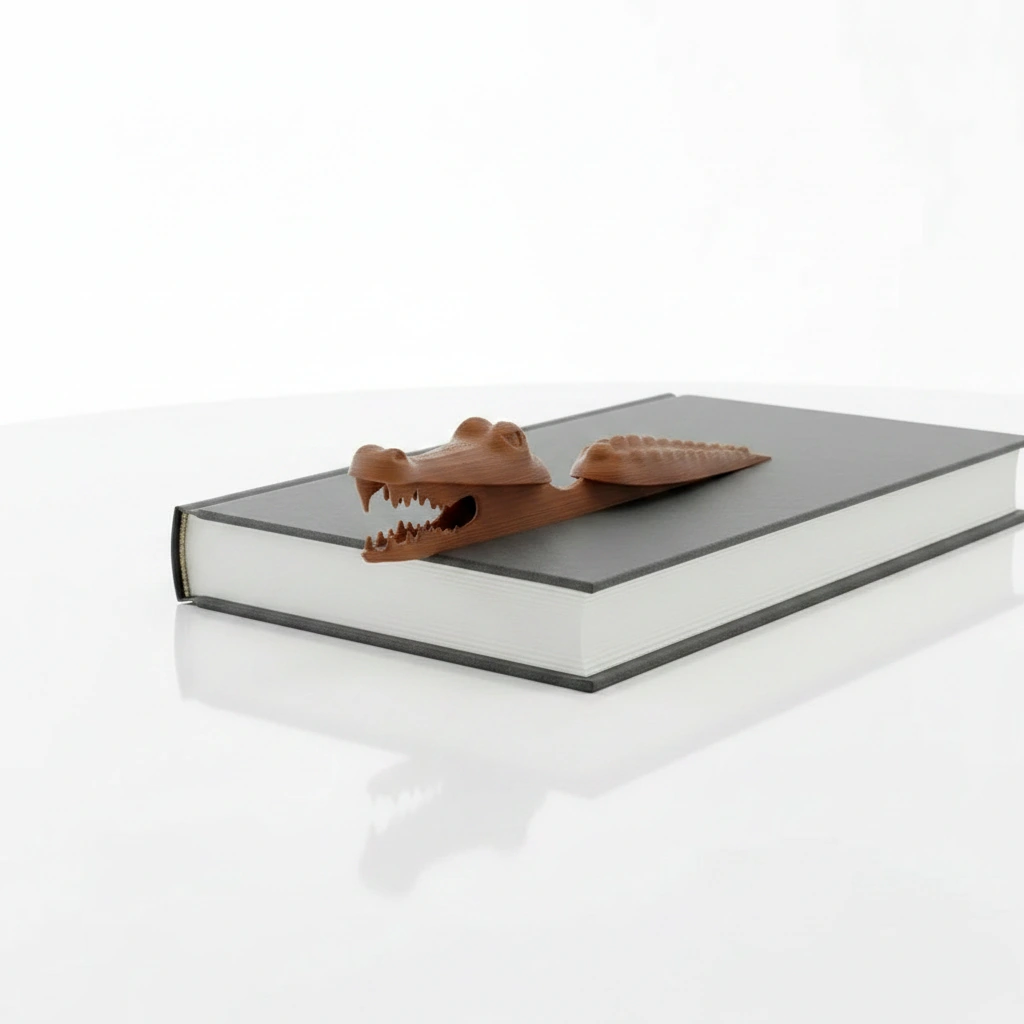 Semn de carte Imprimat 3D Crocodil pentru Lectură - culoare Maro, imprimare 3D Vibecraft