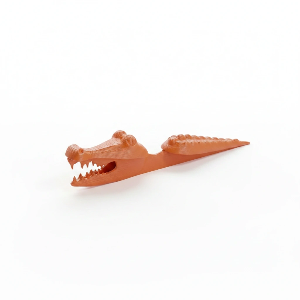 Semn de carte Imprimat 3D Crocodil pentru Lectură - Orange compozit mat, imprimare 3D Vibecraft