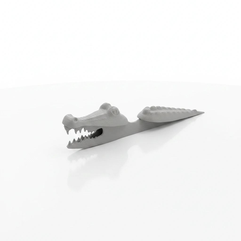 Semn de carte Imprimat 3D Crocodil pentru Lectură - culoare Gri, imprimare 3D Vibecraft