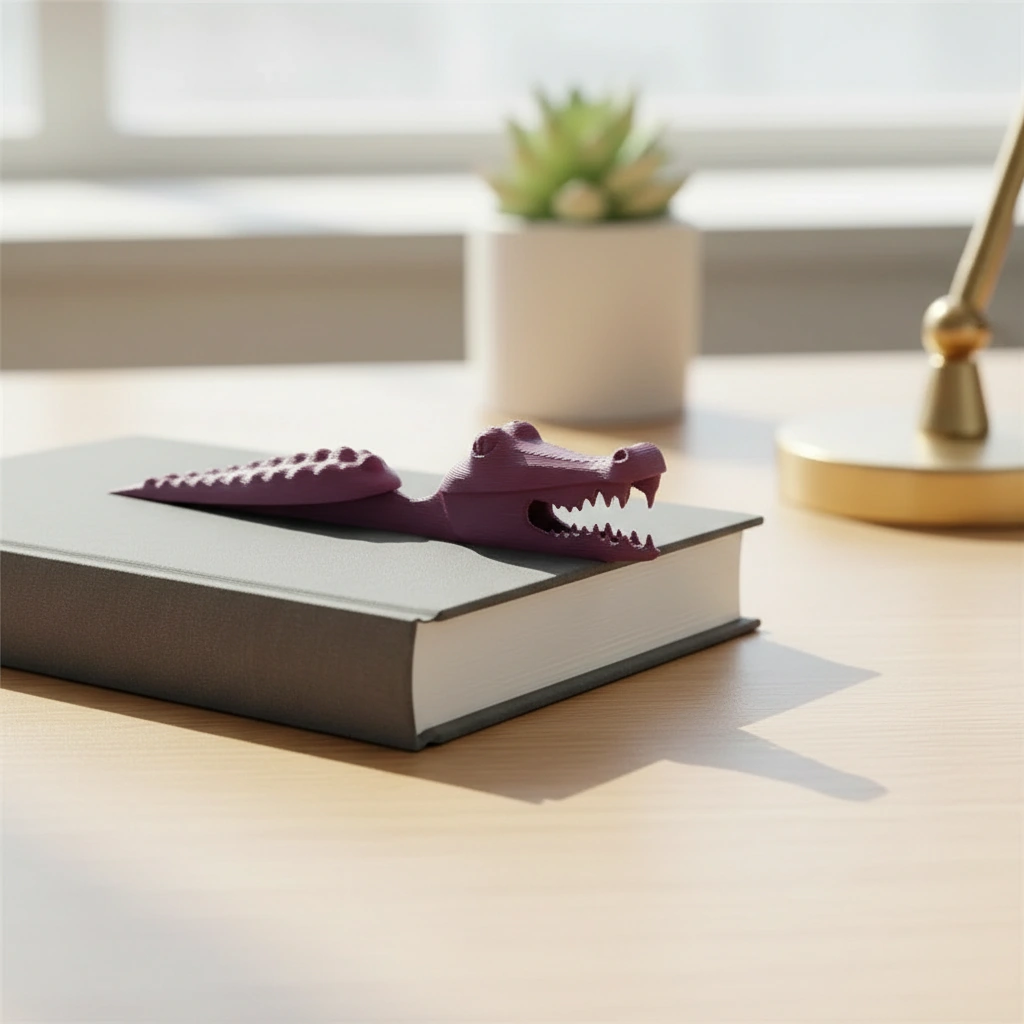 Semn de carte Imprimat 3D Crocodil pentru Lectură - culoare Roșu, imprimare 3D Vibecraft