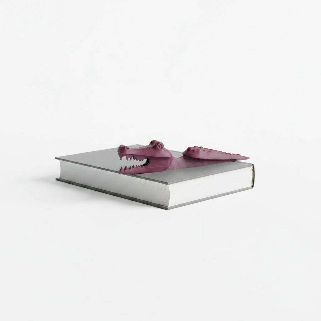 Semn de carte Imprimat 3D Crocodil pentru Lectură - culoare Roșu, imprimare 3D Vibecraft