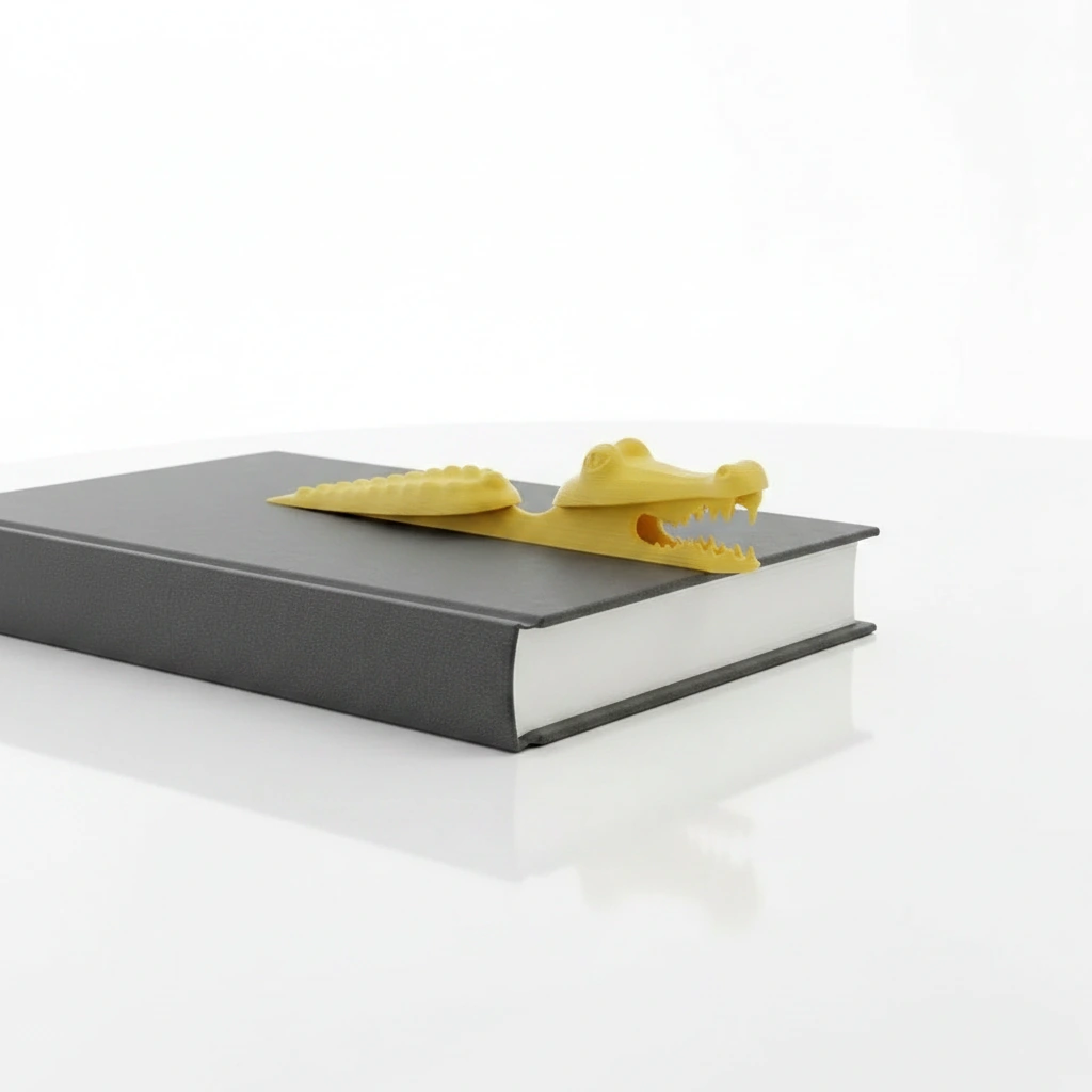 Semn de carte Imprimat 3D Crocodil pentru Lectură - culoare Galben, imprimare 3D Vibecraft