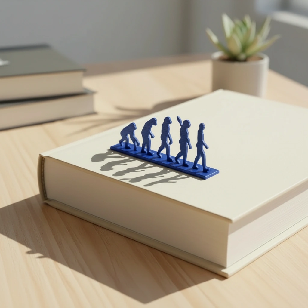 Semn de carte decorativ, design evoluție umană - culoare Albastru, imprimare 3D Vibecraft