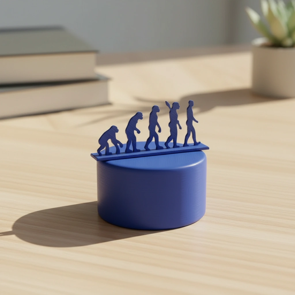 Semn de carte decorativ, design evoluție umană - culoare Albastru, imprimare 3D Vibecraft