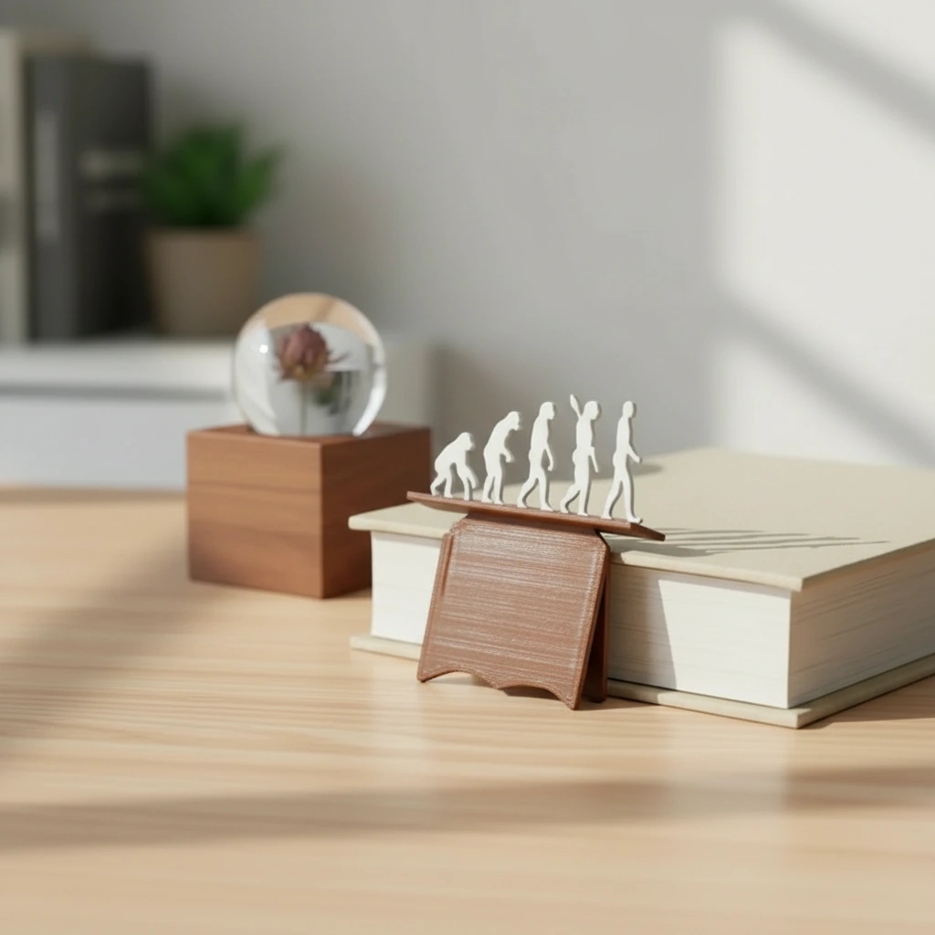 Semn de carte decorativ, design evoluție umană - culoare Maro, imprimare 3D Vibecraft