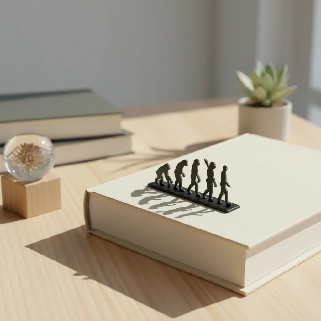 Semn de carte decorativ, design evoluție umană - Negru compozit mat, imprimare 3D Vibecraft