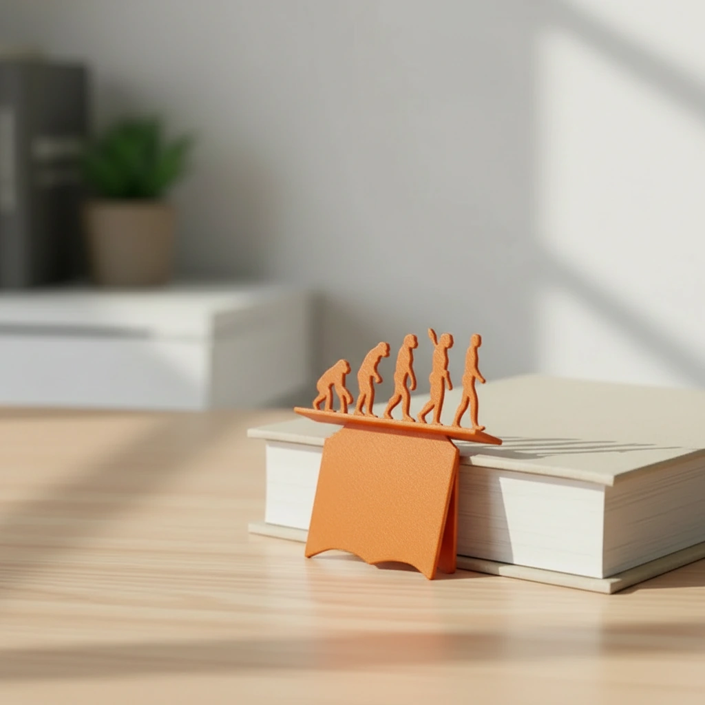 Semn de carte decorativ, design evoluție umană - Orange compozit mat, imprimare 3D Vibecraft