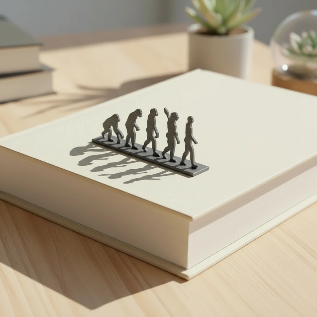 Semn de carte decorativ, design evoluție umană - culoare Gri, imprimare 3D Vibecraft