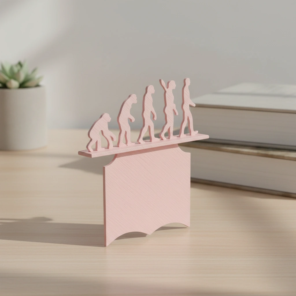 Semn de carte decorativ, design evoluție umană - culoare Roz, imprimare 3D Vibecraft