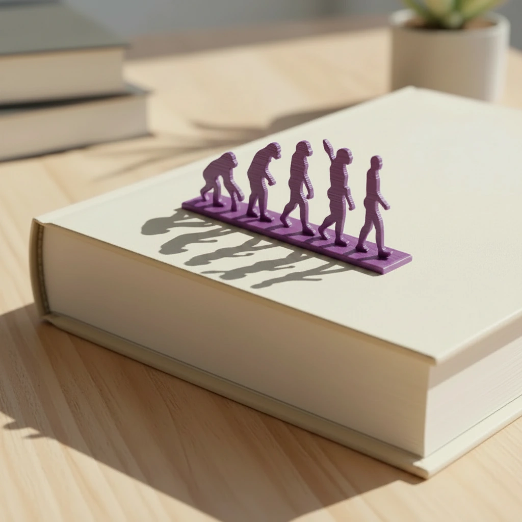 Semn de carte decorativ, design evoluție umană - culoare Mov, imprimare 3D Vibecraft